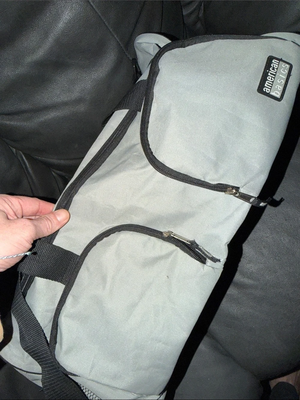 Large zipper American basics adult Light Gray Travel Duffel Bag